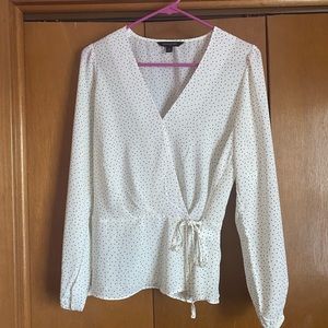 Banana Republic white dot wrap blouse